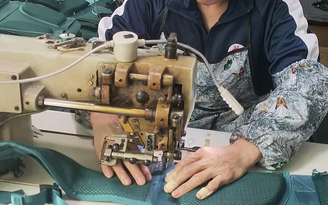 Sewing line for custom bag manufacturing at AltusPack factory