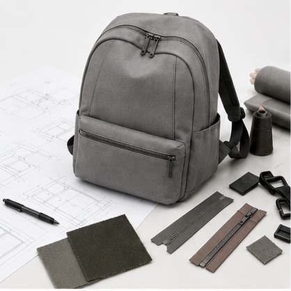 Structured grey backpack reference style