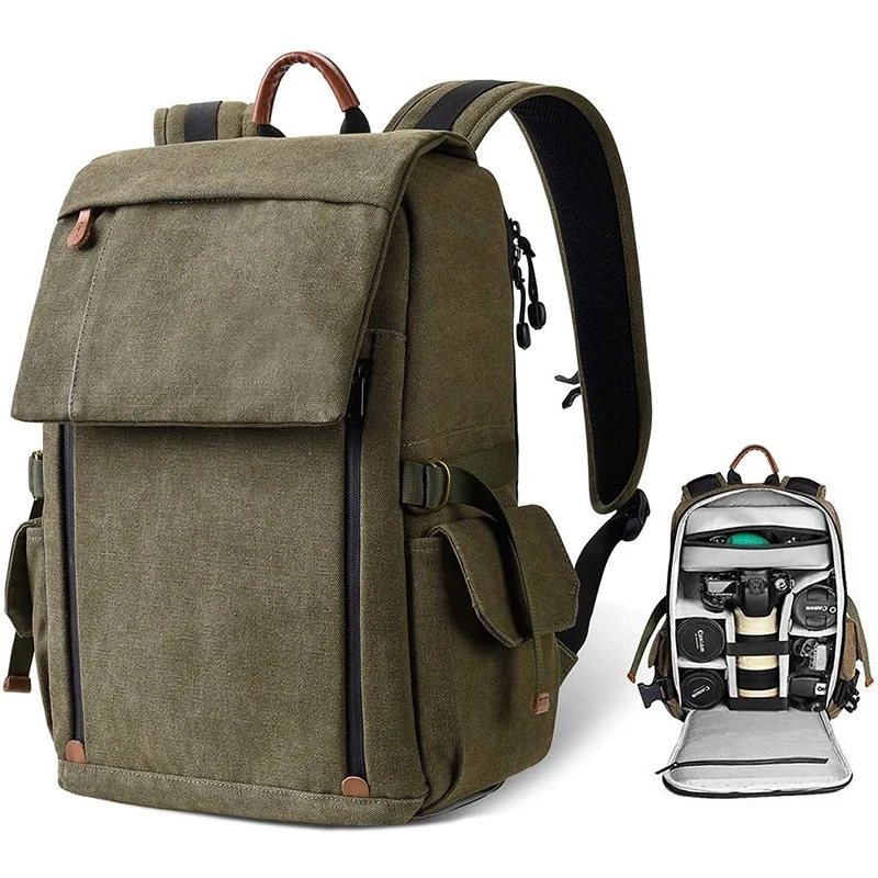 Custom Polyester Camera Laptop Backpack with Zipper Closure for Photogra reference style