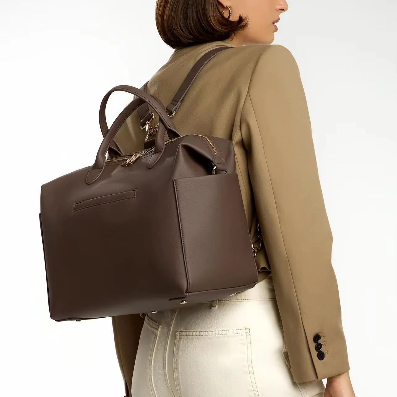 Custom Customized Logo Leather Portable Small Travel Diaper Bag for Women
