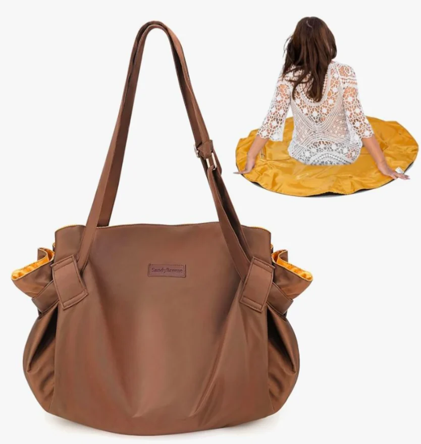 Custom 2 In1 Beach Tote Blanket Bag Large Foldable Shopping