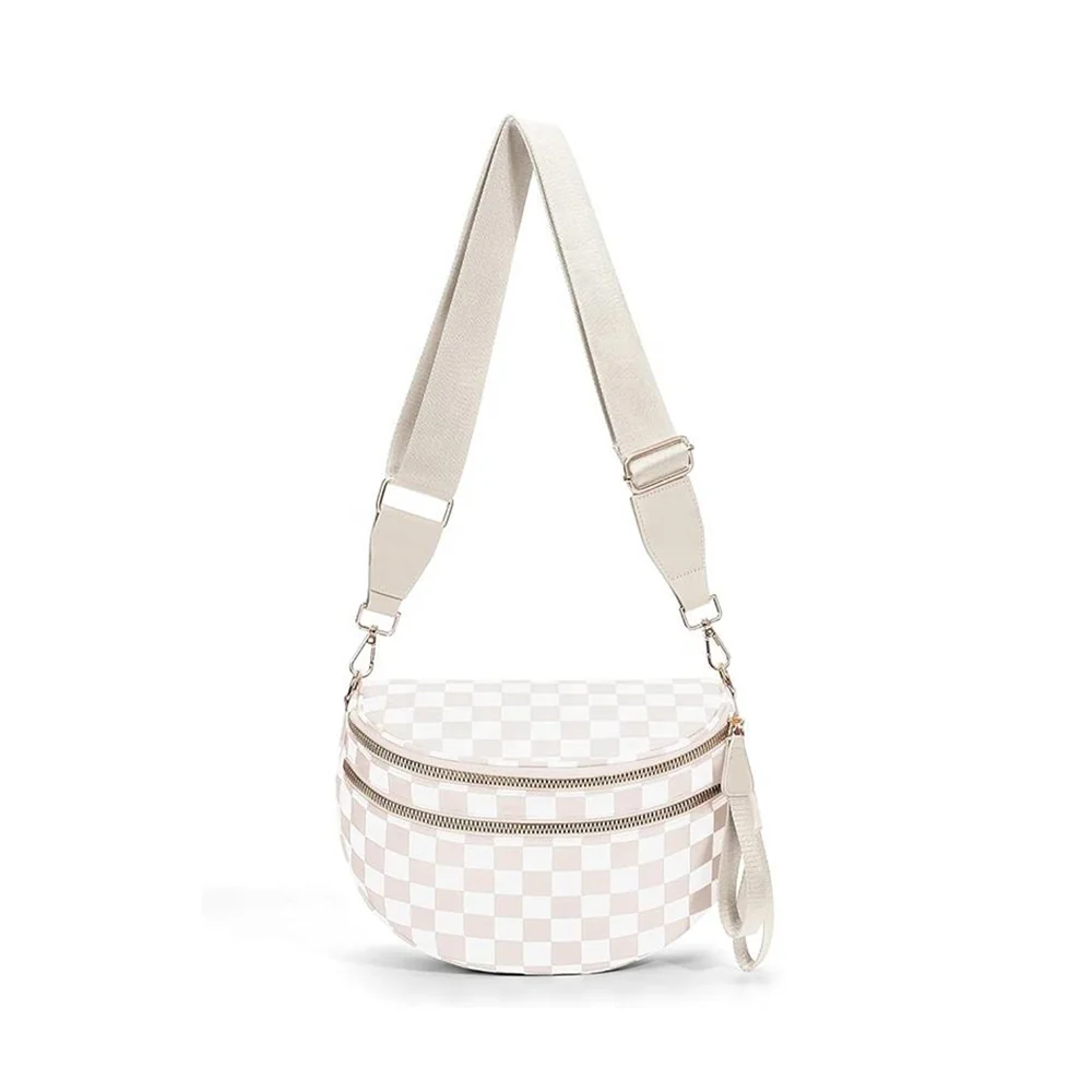 Custom Checkered Crossbody Bum Bags Nylon Checkered Purse Checkerboard Fanny Pack for