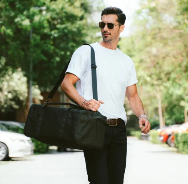 Custom Weekend Foldable Eco Polyester Duffle Bag Zipper Closure Adjustable Strap