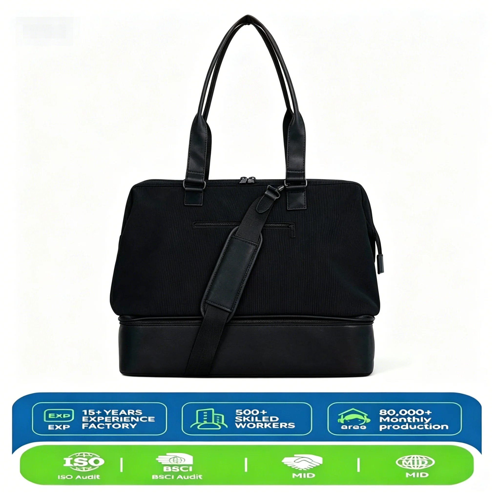 Custom Weekend Travel Bag With Shoe Compartment Foldable Luggage For Gym B