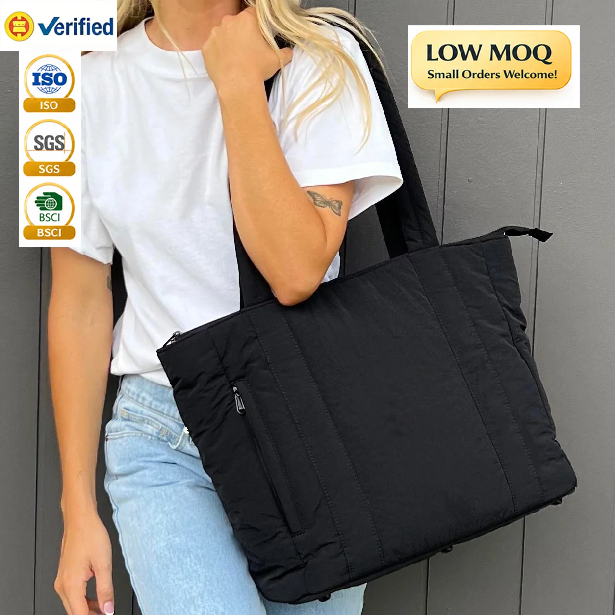Custom Nylon Tote Bag reference style