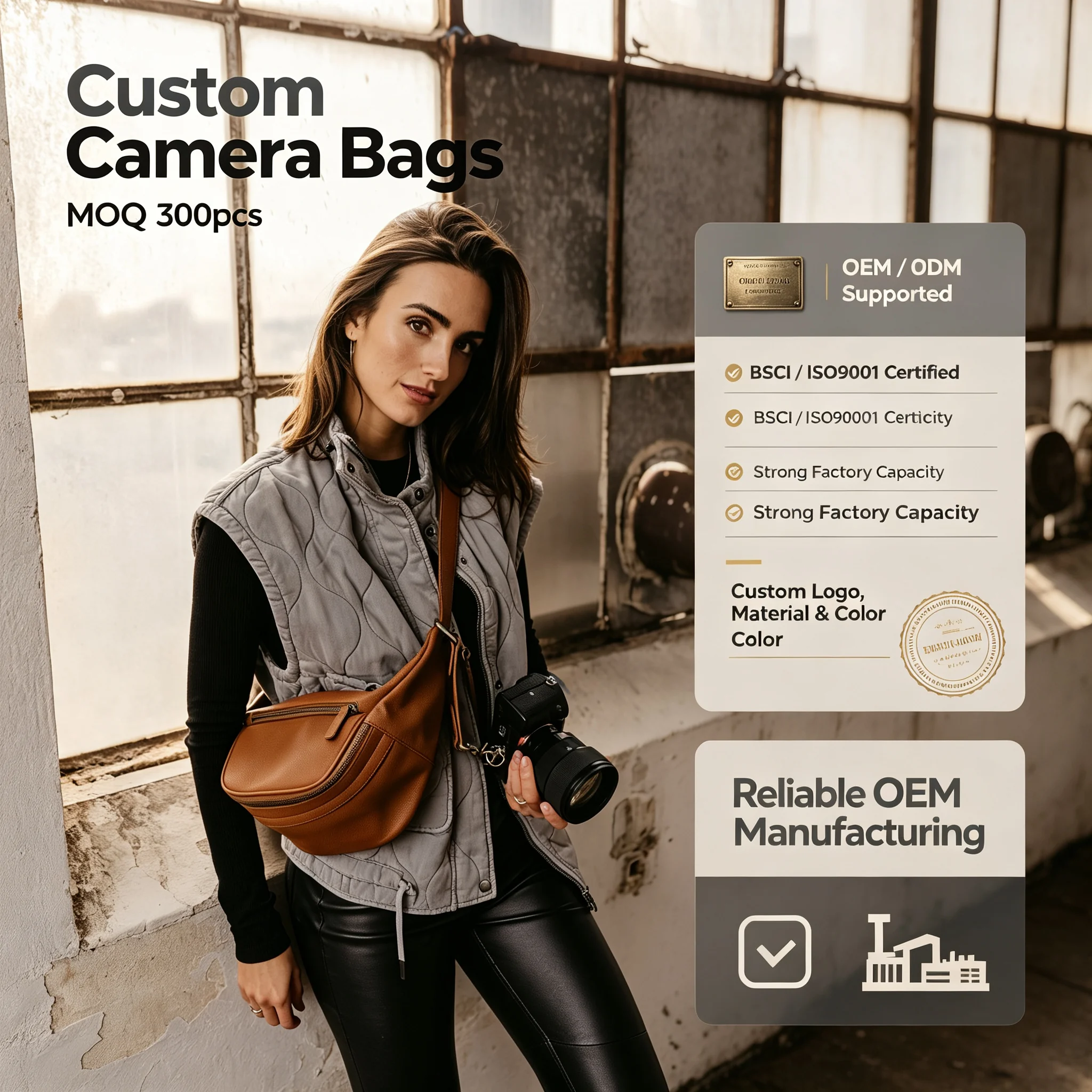 Custom PU Leather Camera Bag
