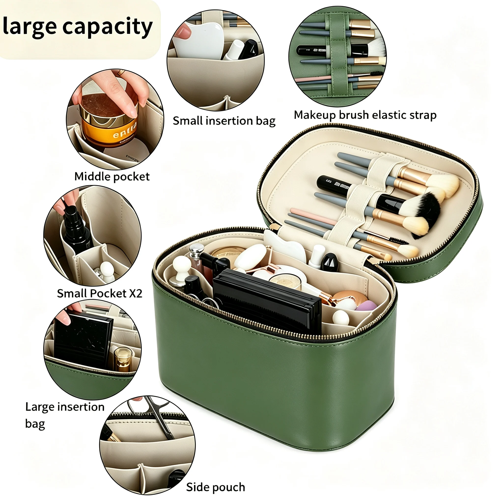 Custom PU Leather Makeup Bag reference style