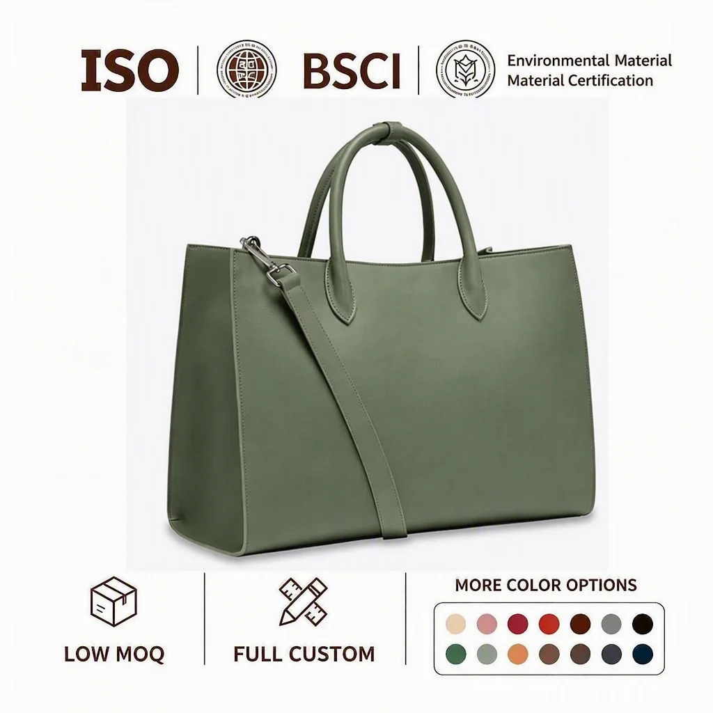 Custom PU Leather Laptop Tote Bag