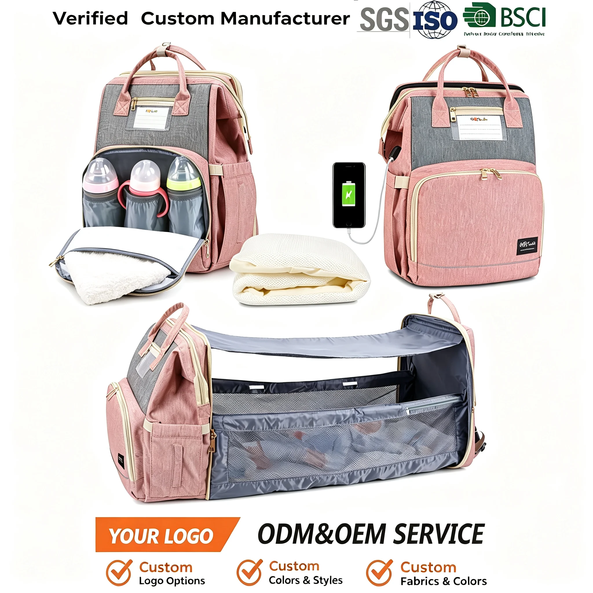 Custom Canvas 3-in-1 Diaper Backpack