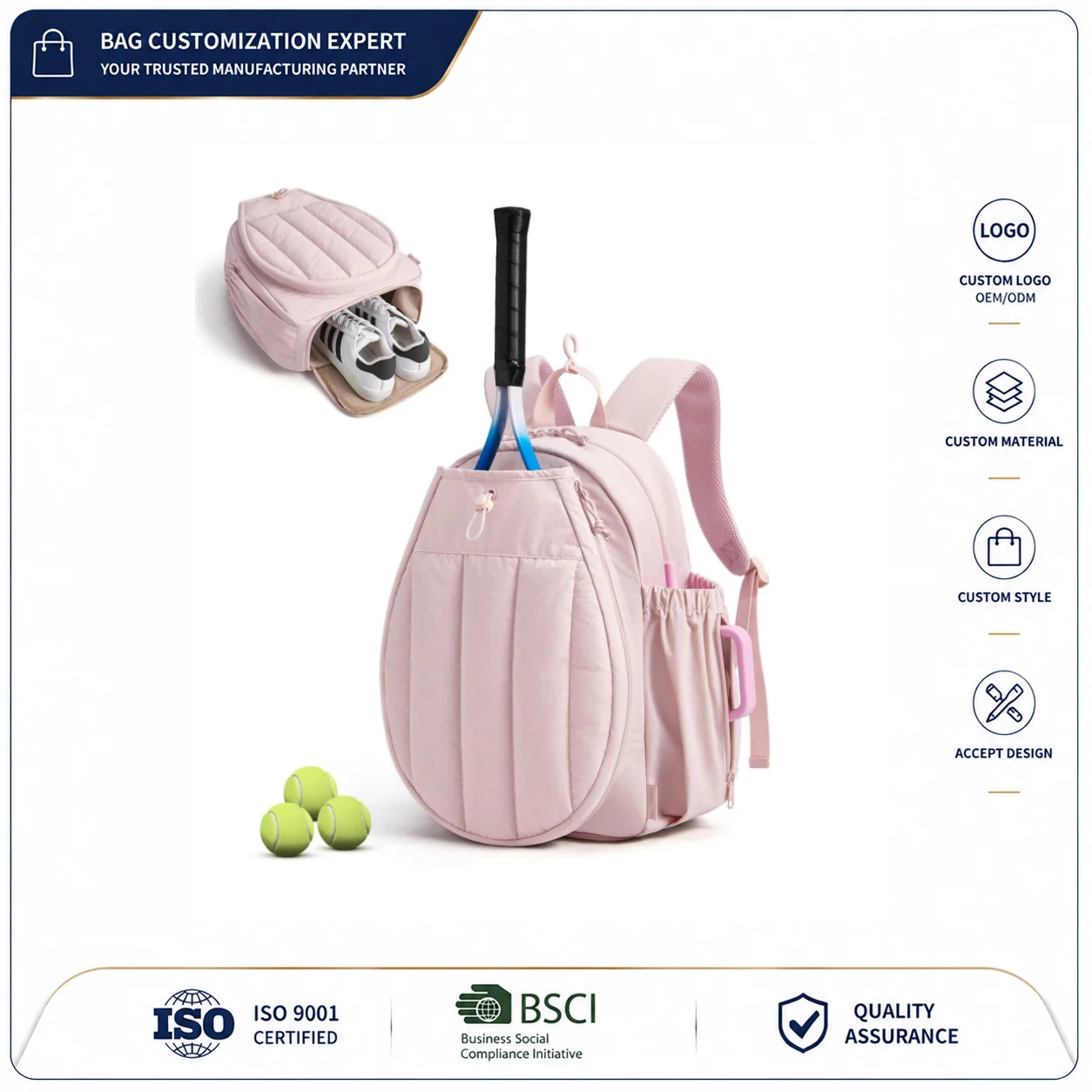 Custom Racquet Backpack Crossbody Bag