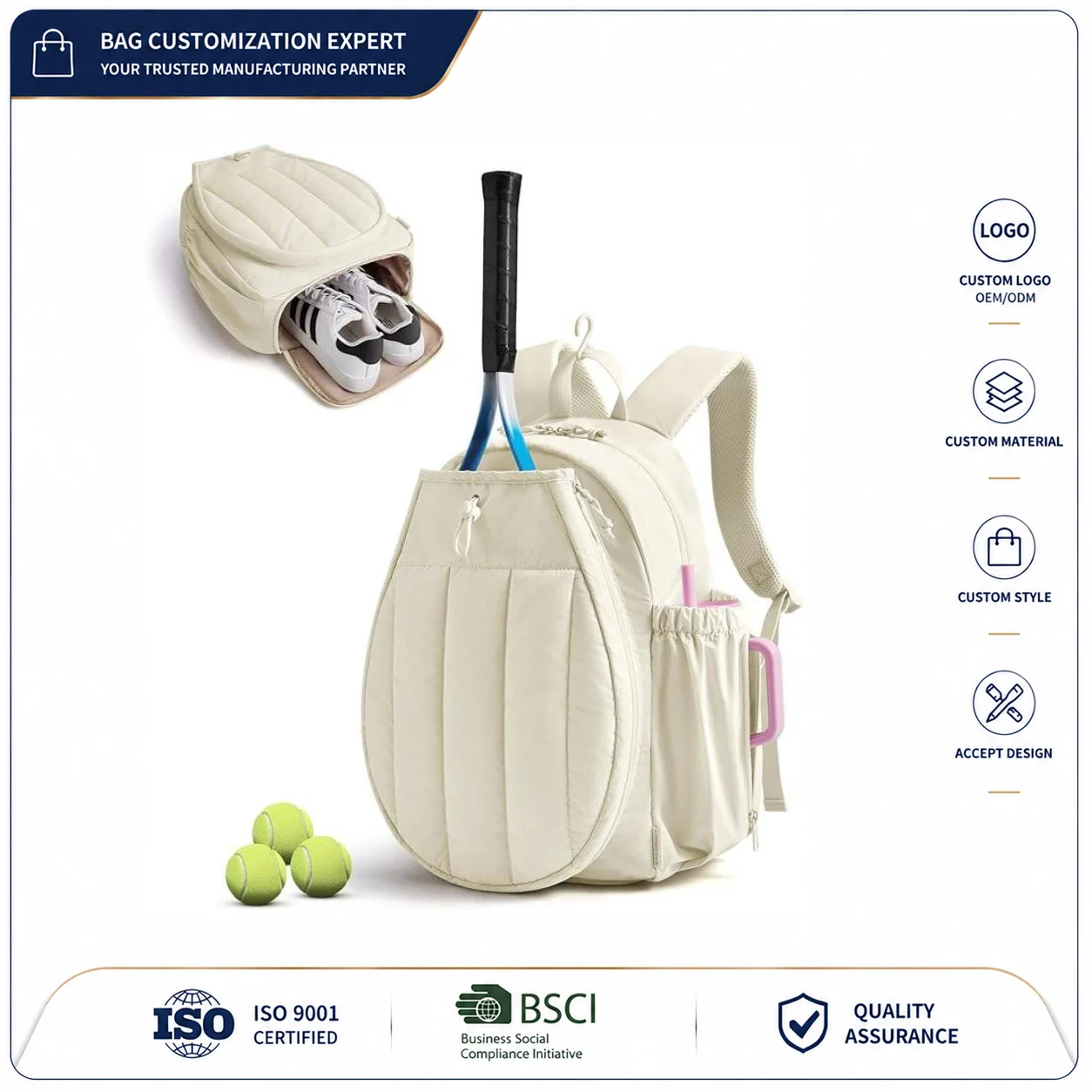 Custom Table Tennis Bag With Shoe Compartment