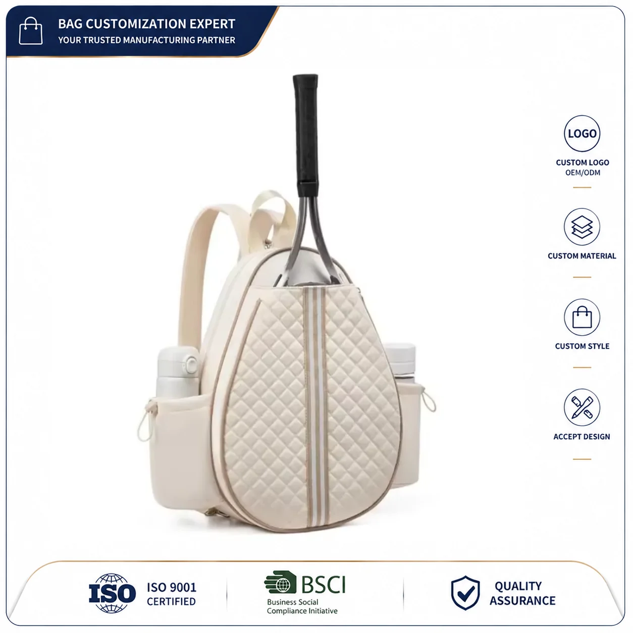 Custom Tennis Racquet Duffel Backpack