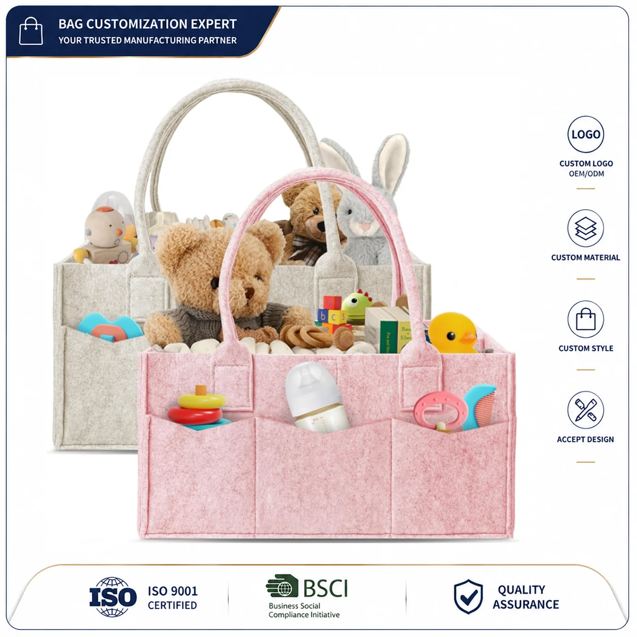 Custom Diaper Caddy Organizer Tote