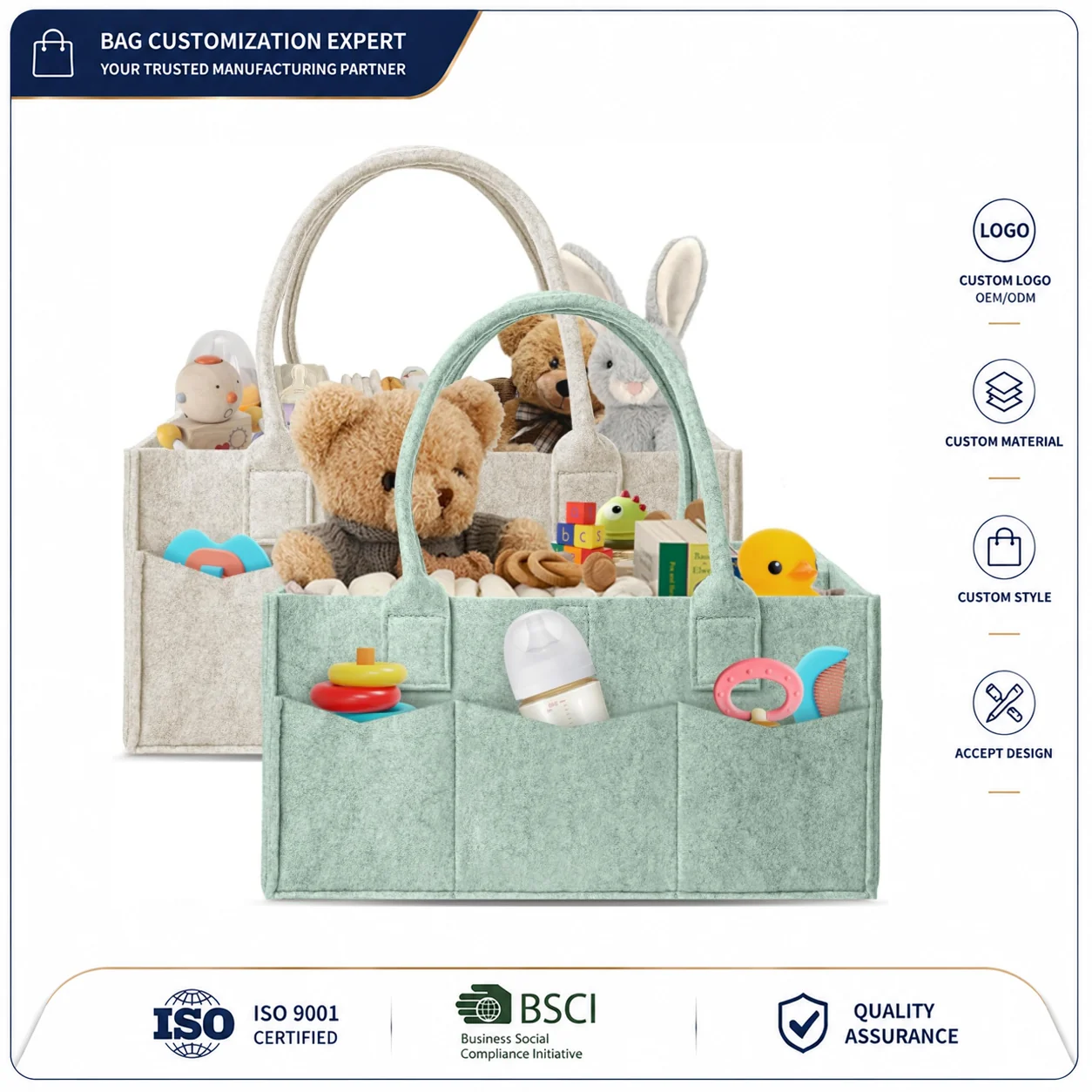 Custom Two-Pack Diaper Caddy Organizer
