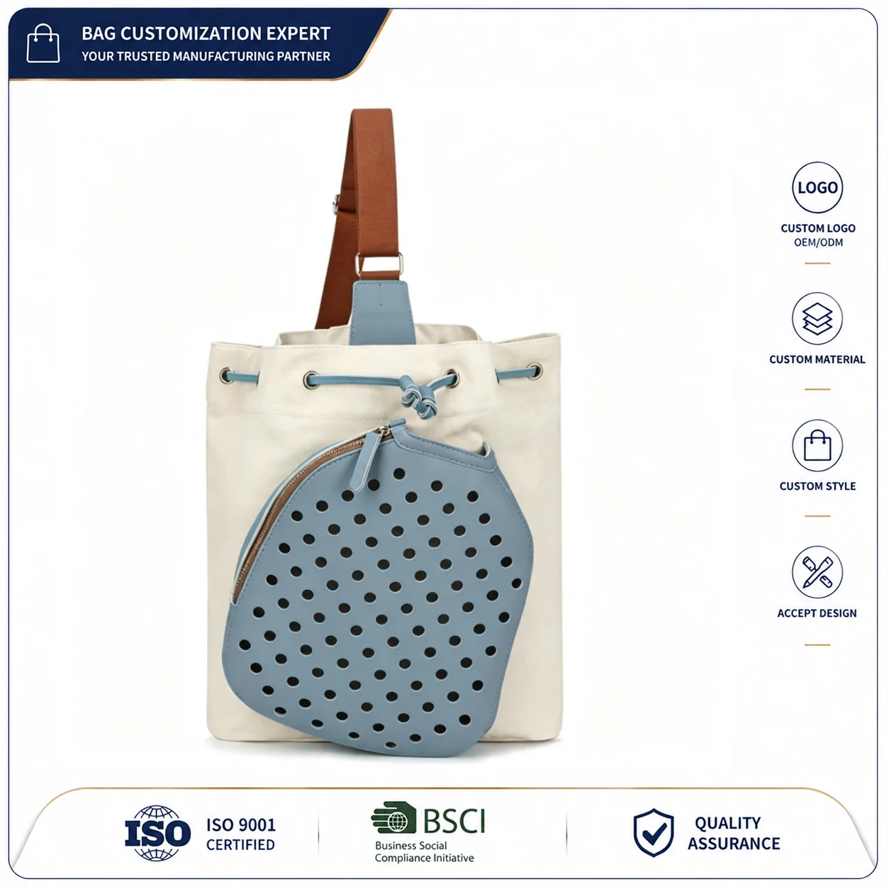 Custom Perforated Racket Shoulder Bag