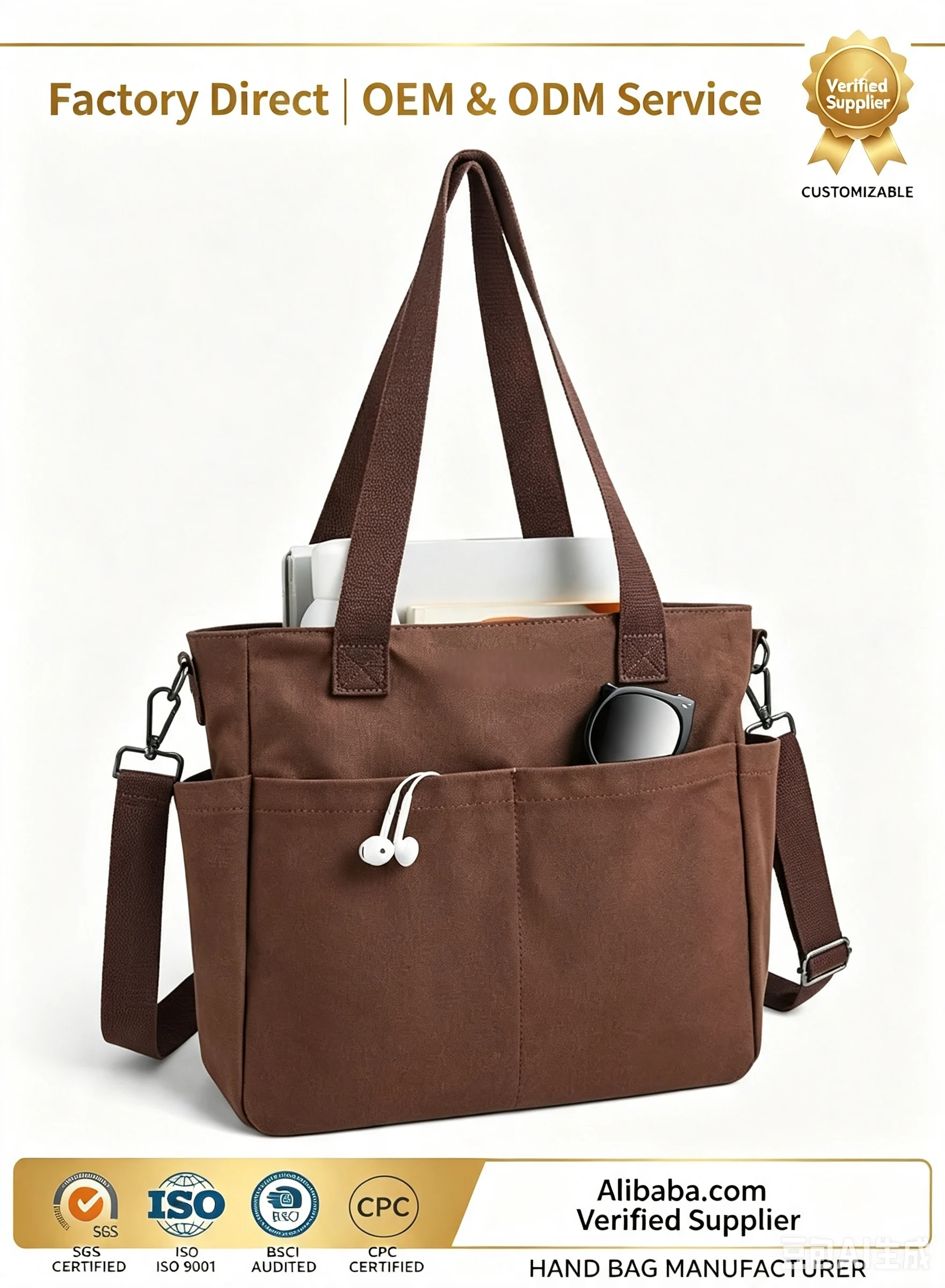 Custom Canvas Zipper Tote Bag