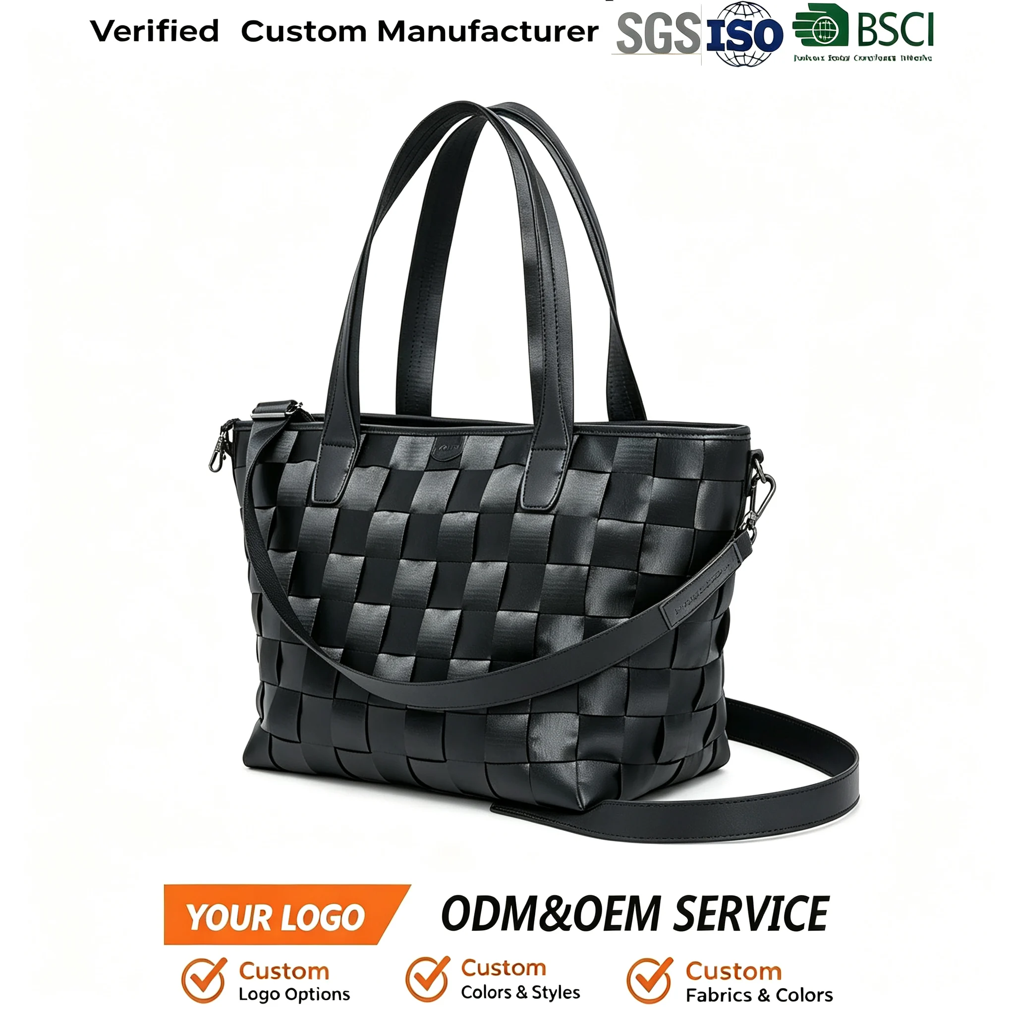 Custom Woven PU Tote Bag