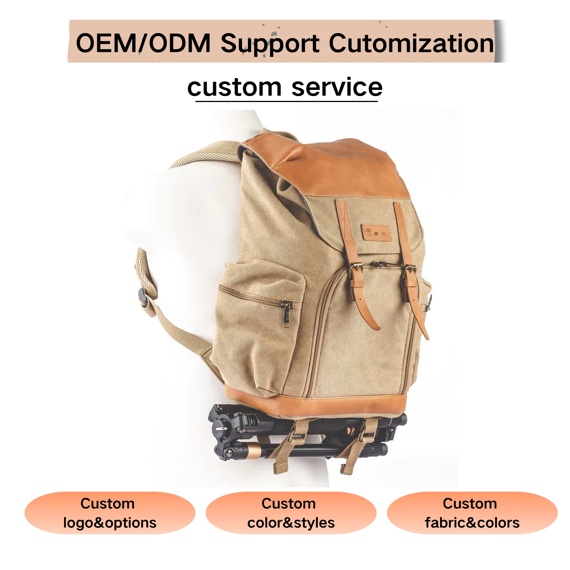 Custom Vintage Canvas Camera Backpack