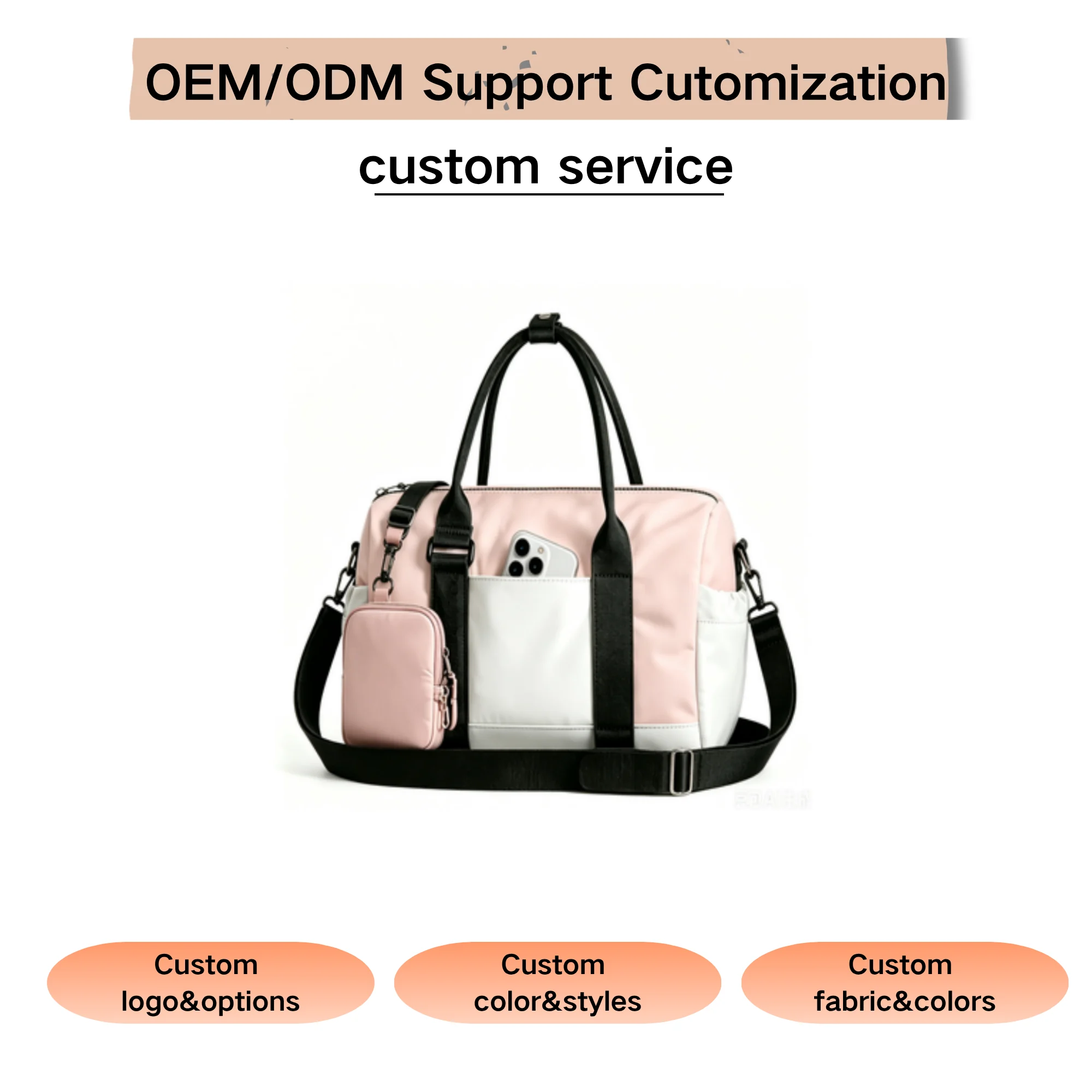 Custom Large Nylon Travel Tote Bag