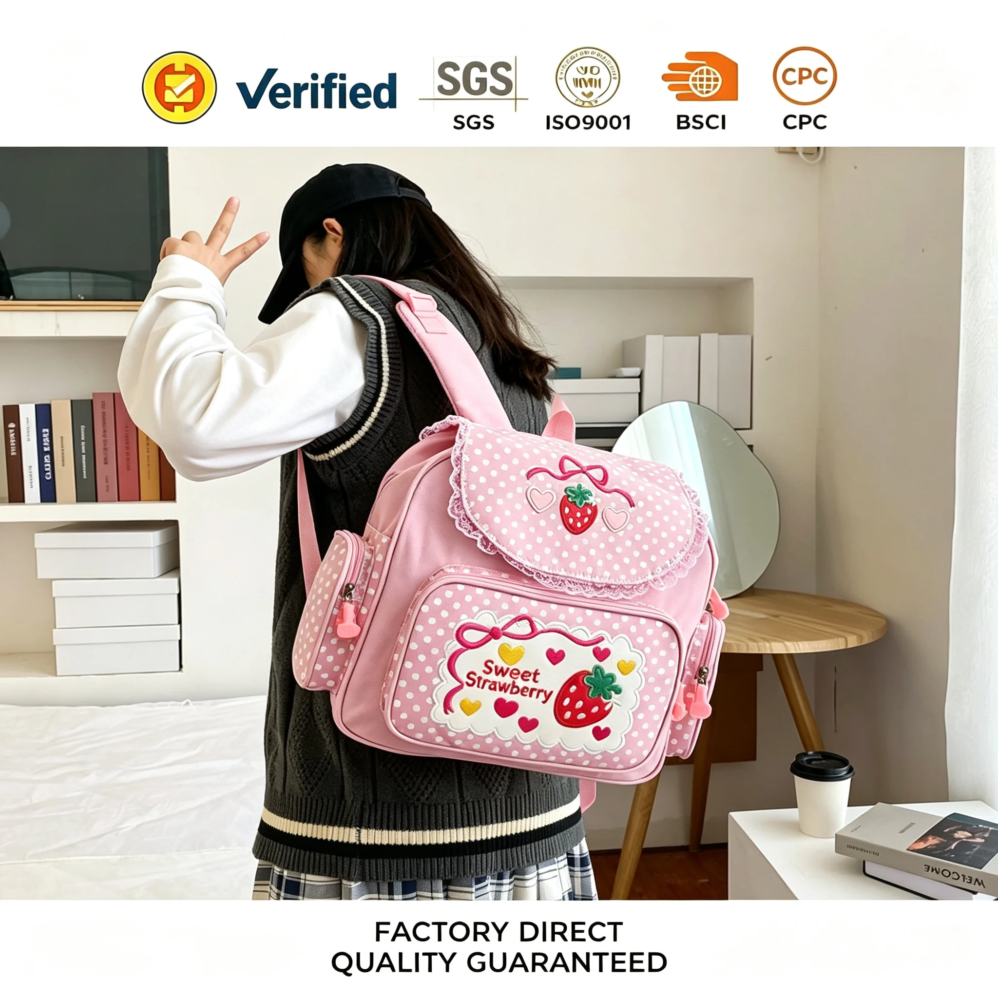 Custom Pink Girls School Backpack