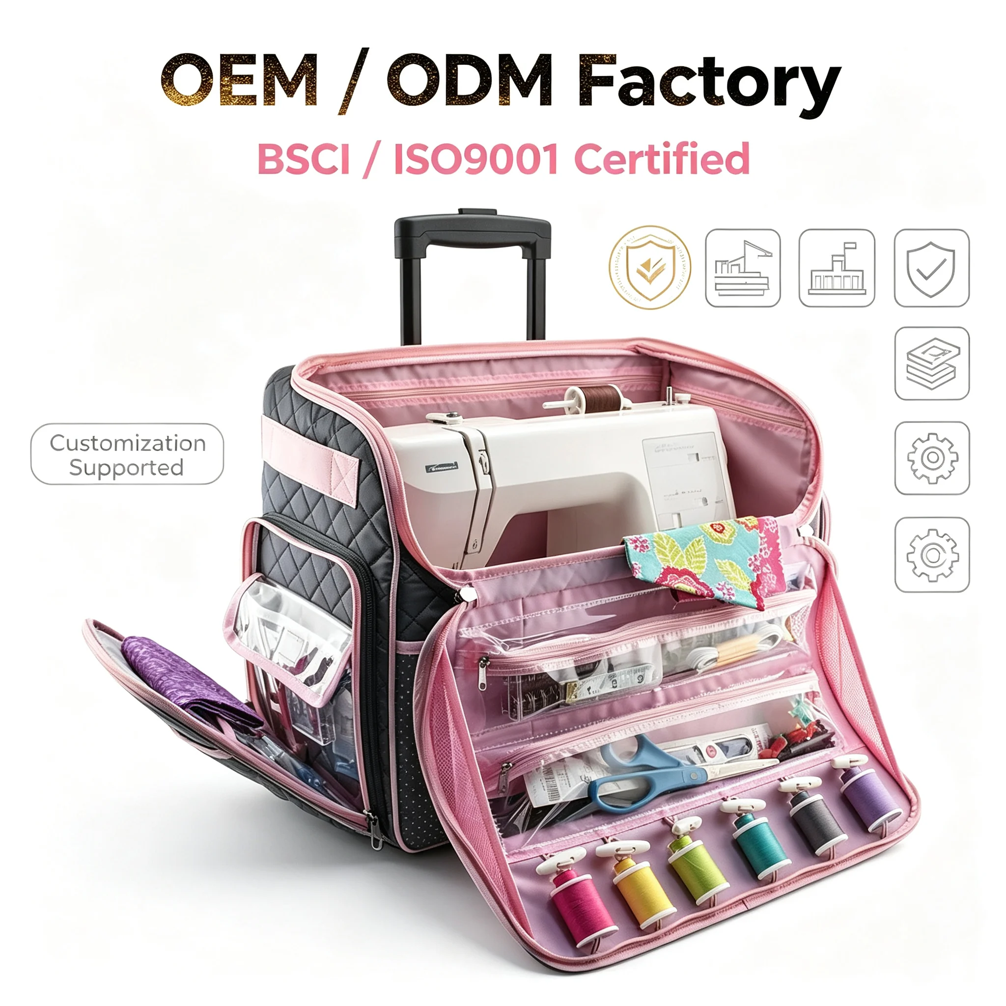 Custom Rolling Sewing Machine Case