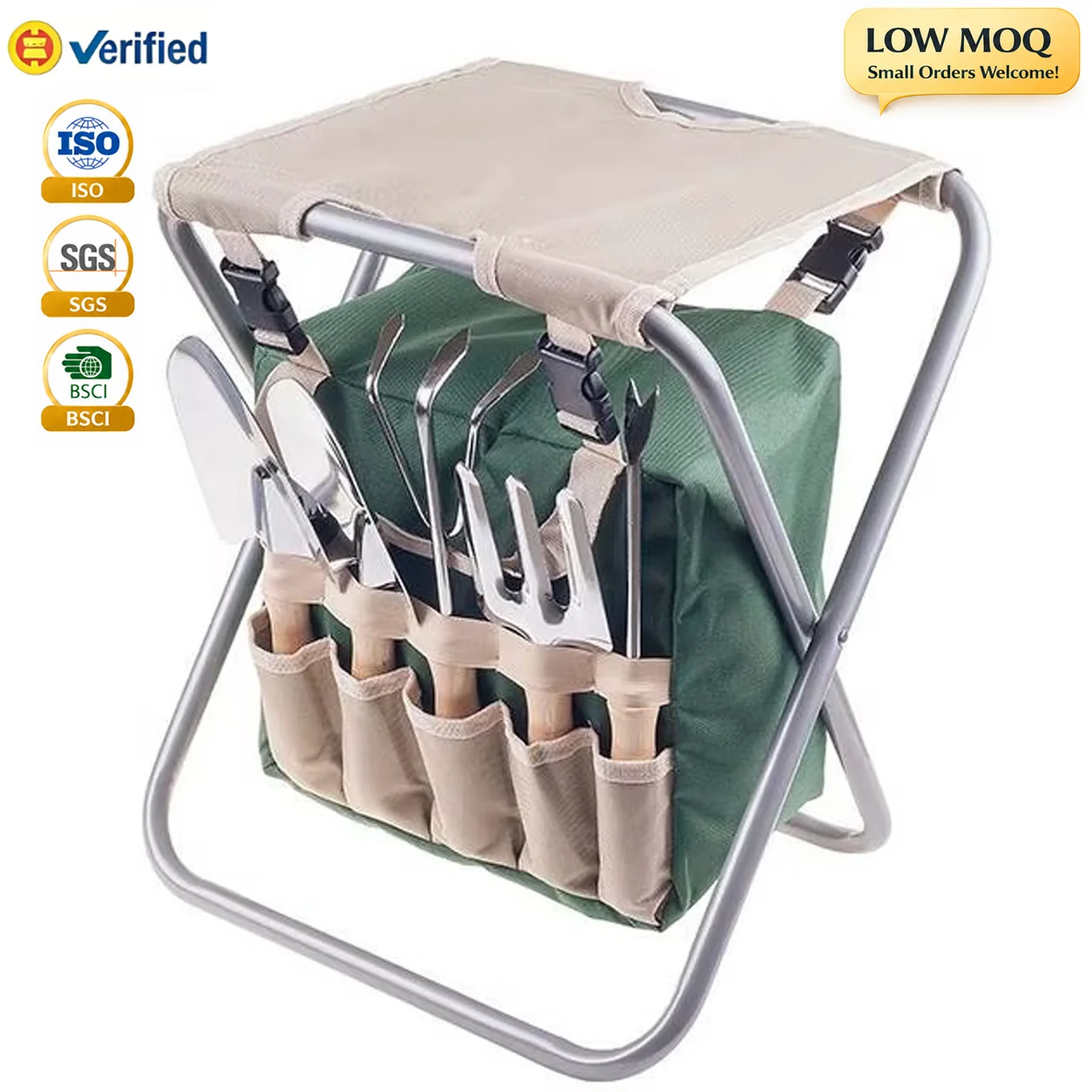 Custom Folding Garden Tool Bag With Stool