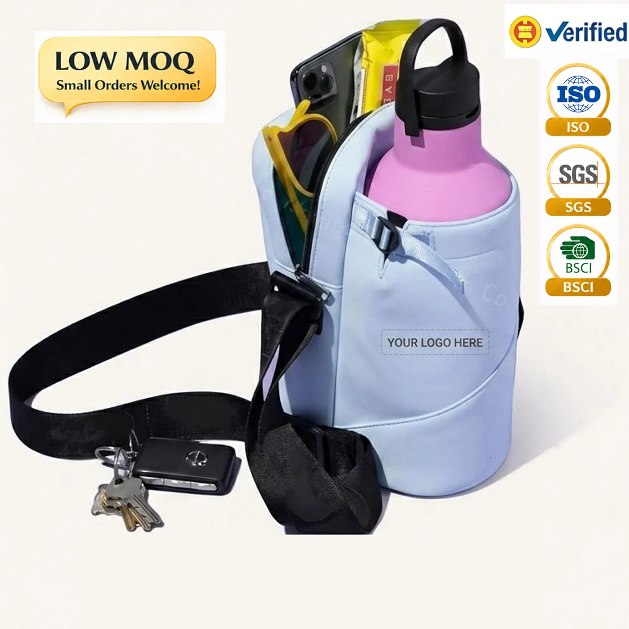Custom Water Bottle Carrier Sling Bag
