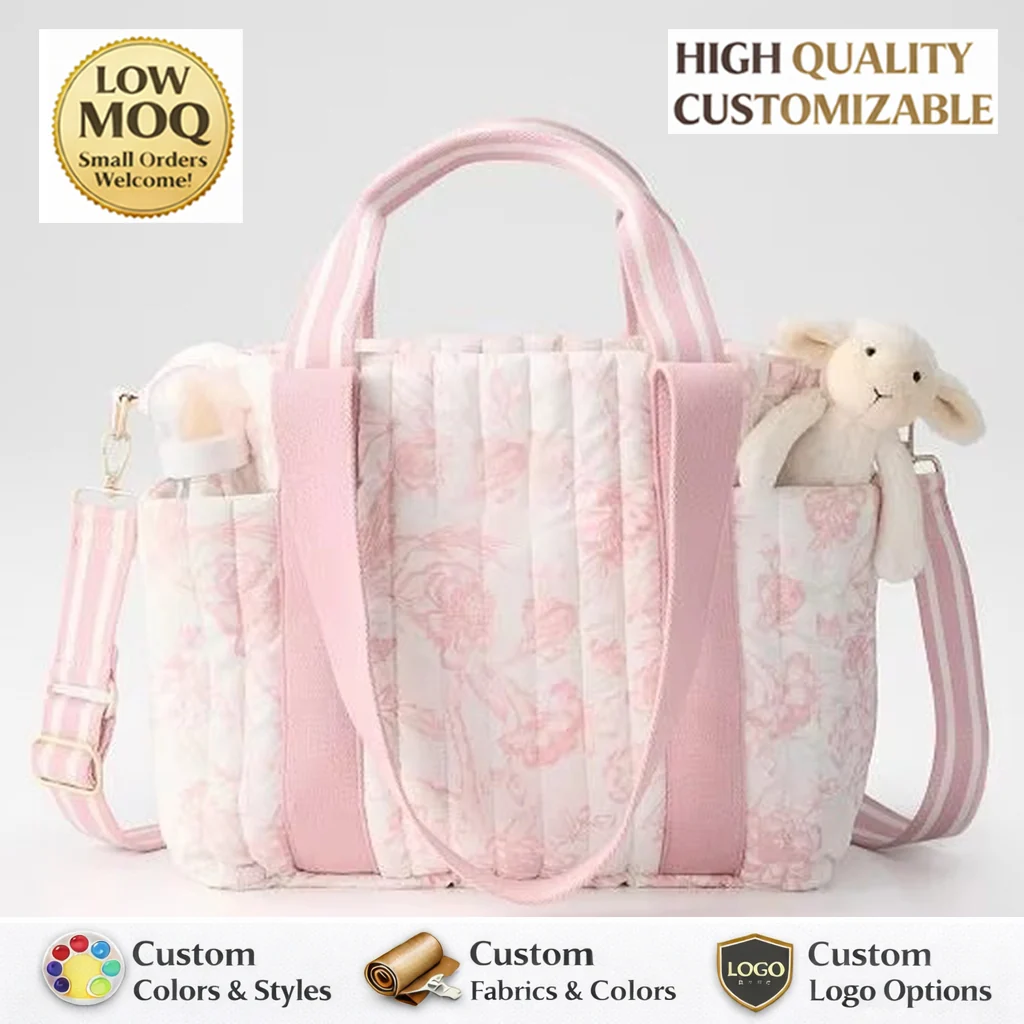 Custom Floral Quilted Diaper Bag