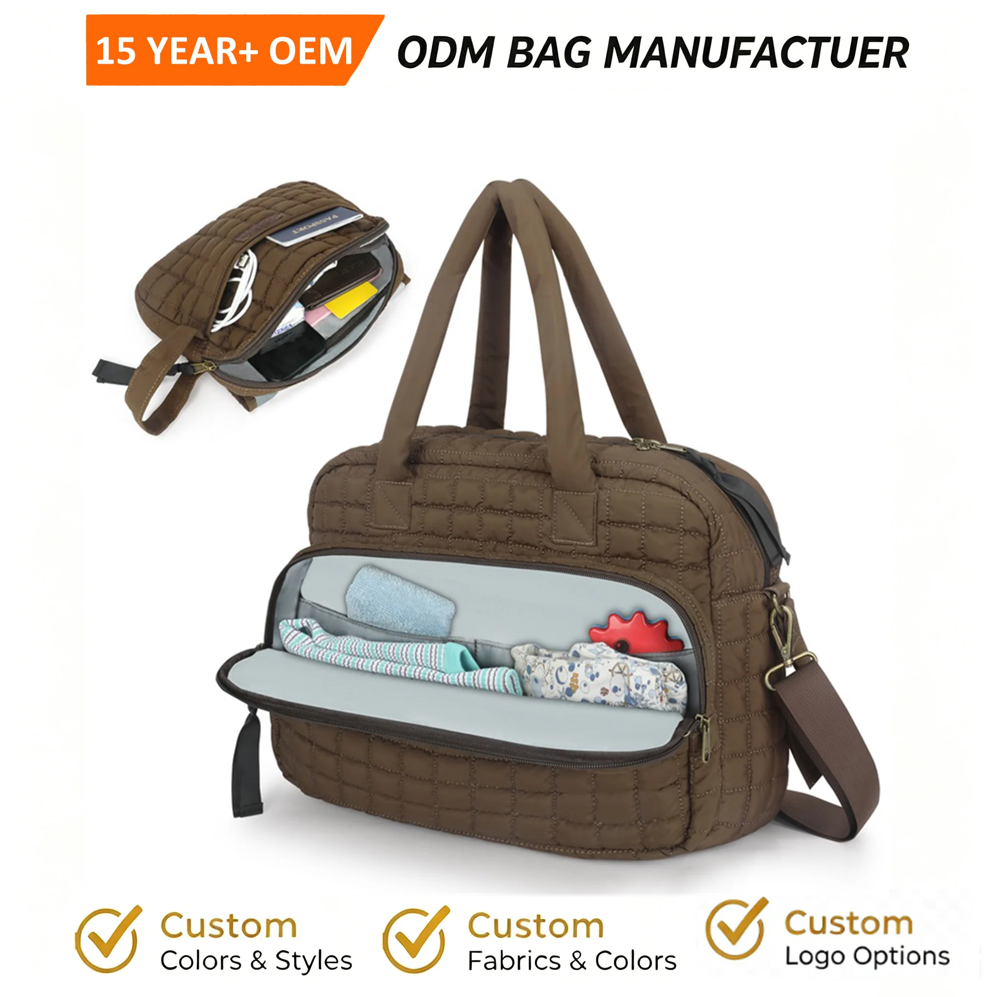 Custom Quilted Mommy Tote Bag Set