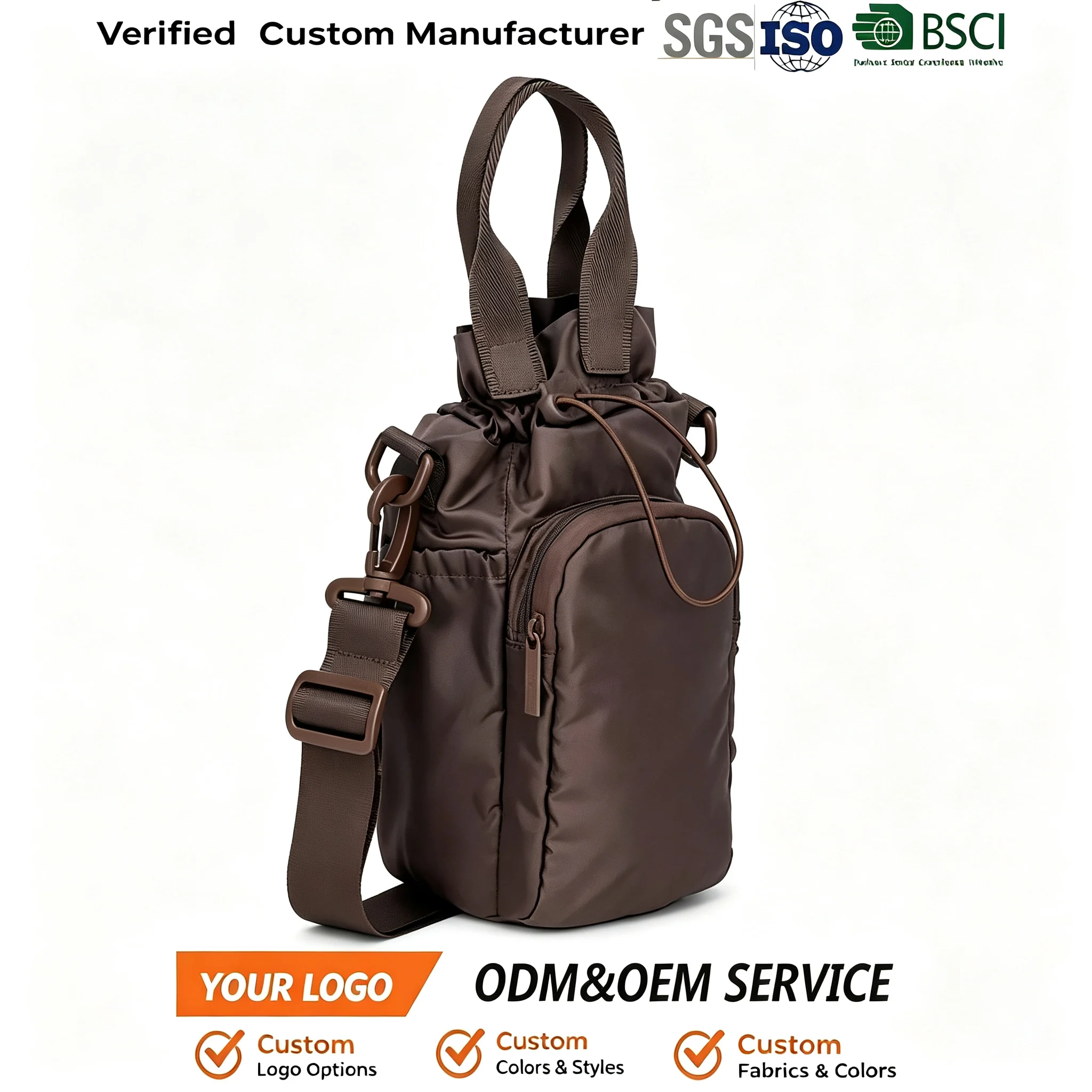 Custom structured 40oz Polyester Drink Bottle Holder Crossbody