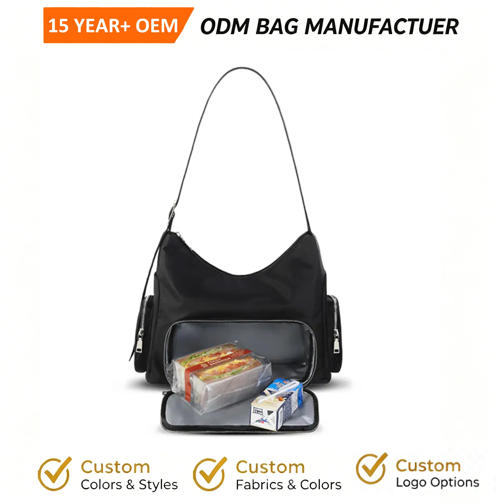 Custom PU Portable Lunch Bag Fashion structured Lunch