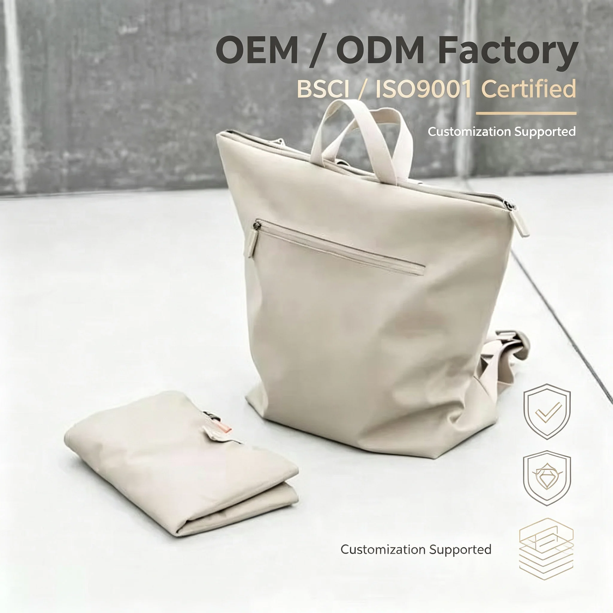 Custom Lady Fashion Large Polyester Zipper Closure Portable