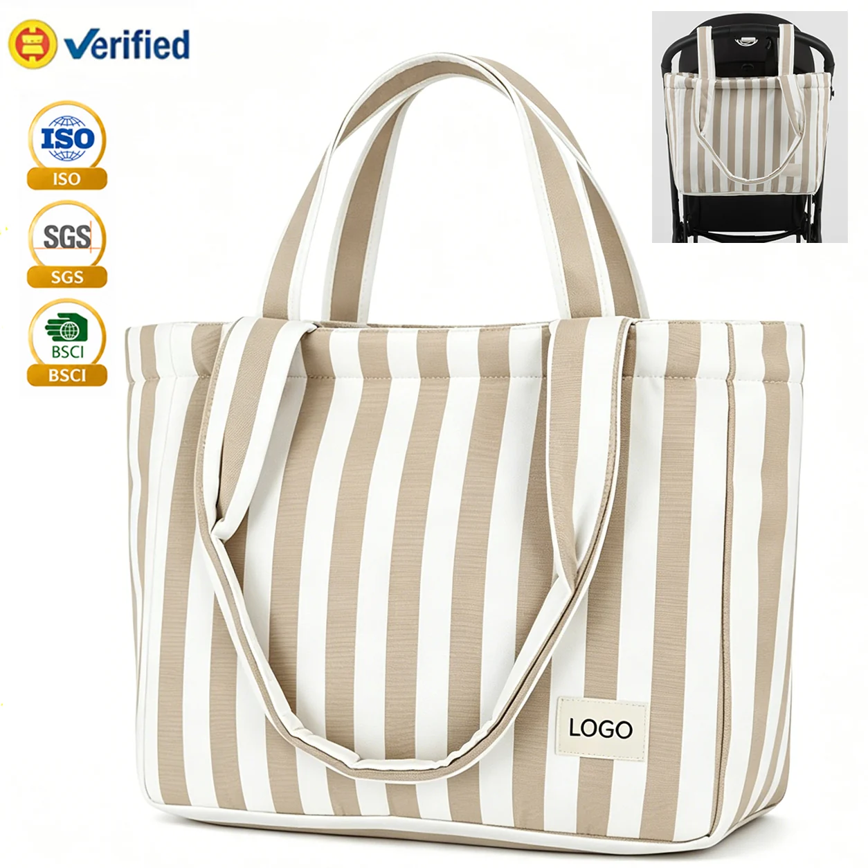 Custom Large Capacity Polyester Stroller Diaper Bag &