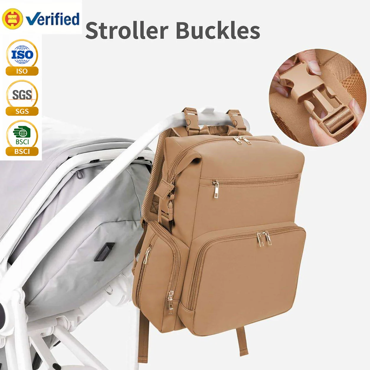 Custom Neoprene Fashion Lady Diaper Bag Backpack Zipper