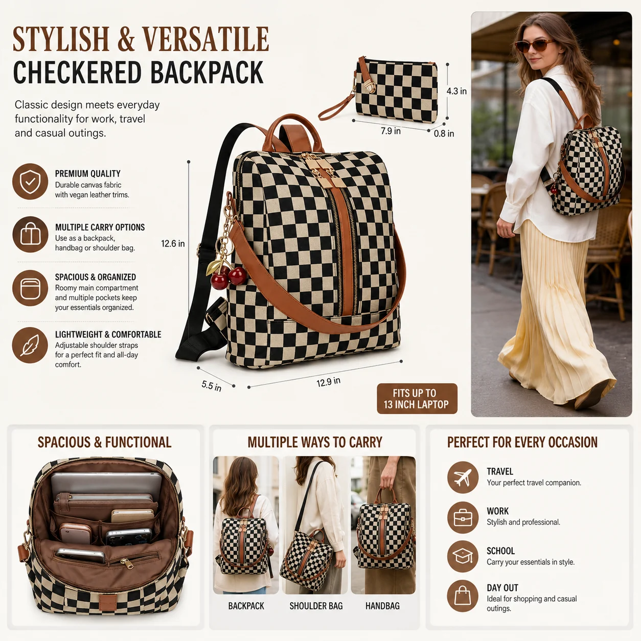 Custom OUWEI Fashion Nylon Large Capacity Multi-Functional Storage