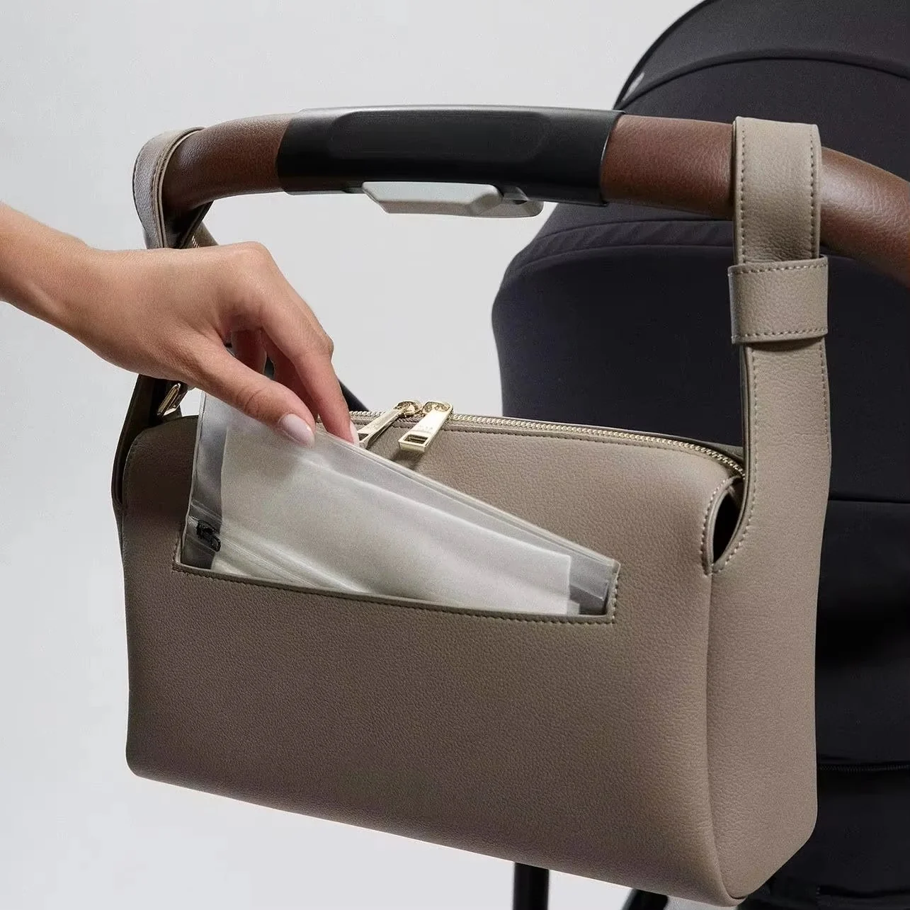 Custom Vegan Leather Women's Tote Convertible Stroller Caddy