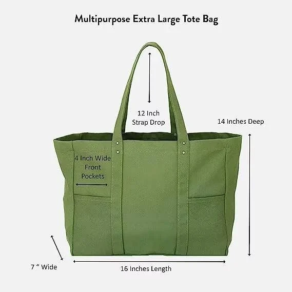 Custom Extra Large Solid Color Canvas Tote Bag