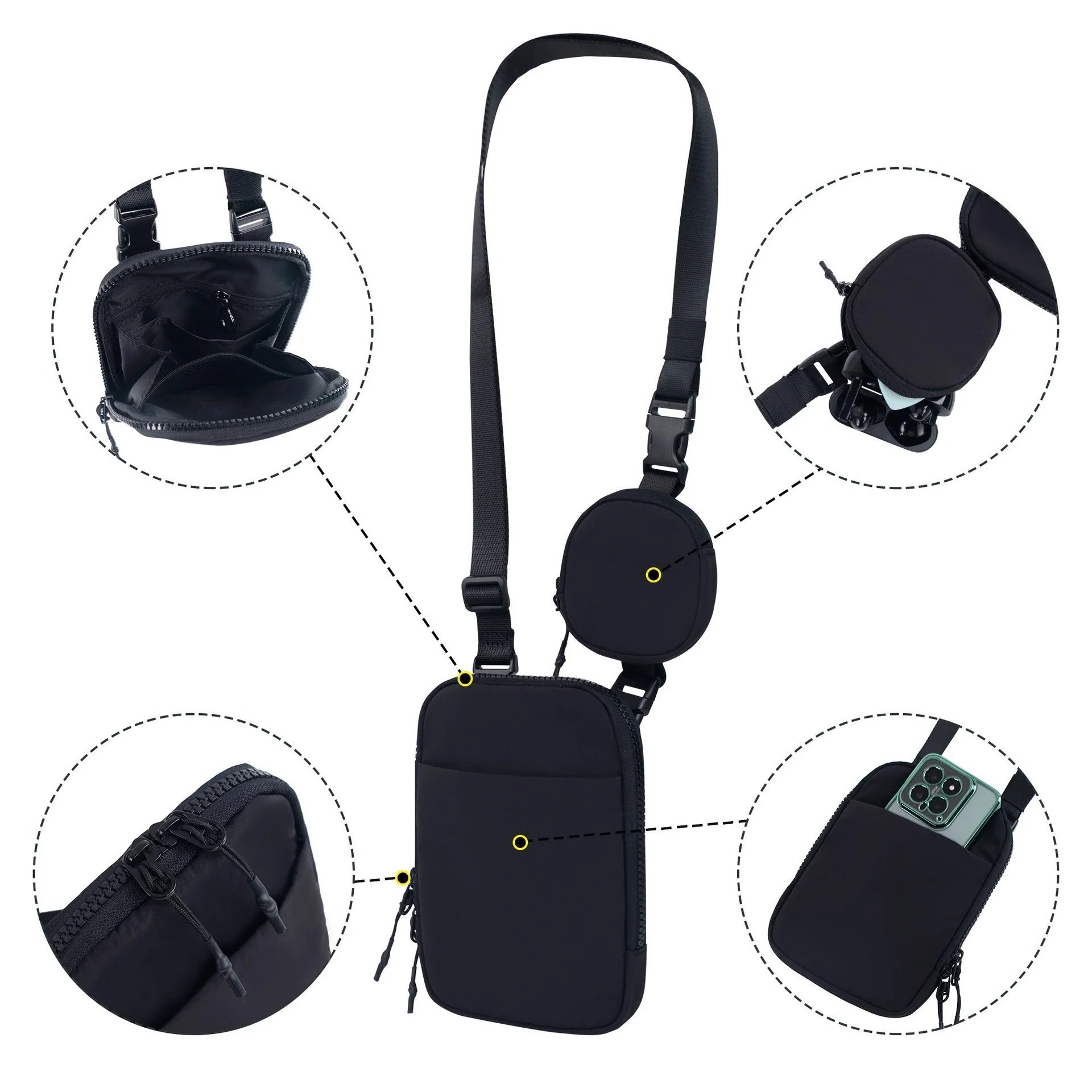 Custom Modular Phone Crossbody Bag Daily Belt Wallet