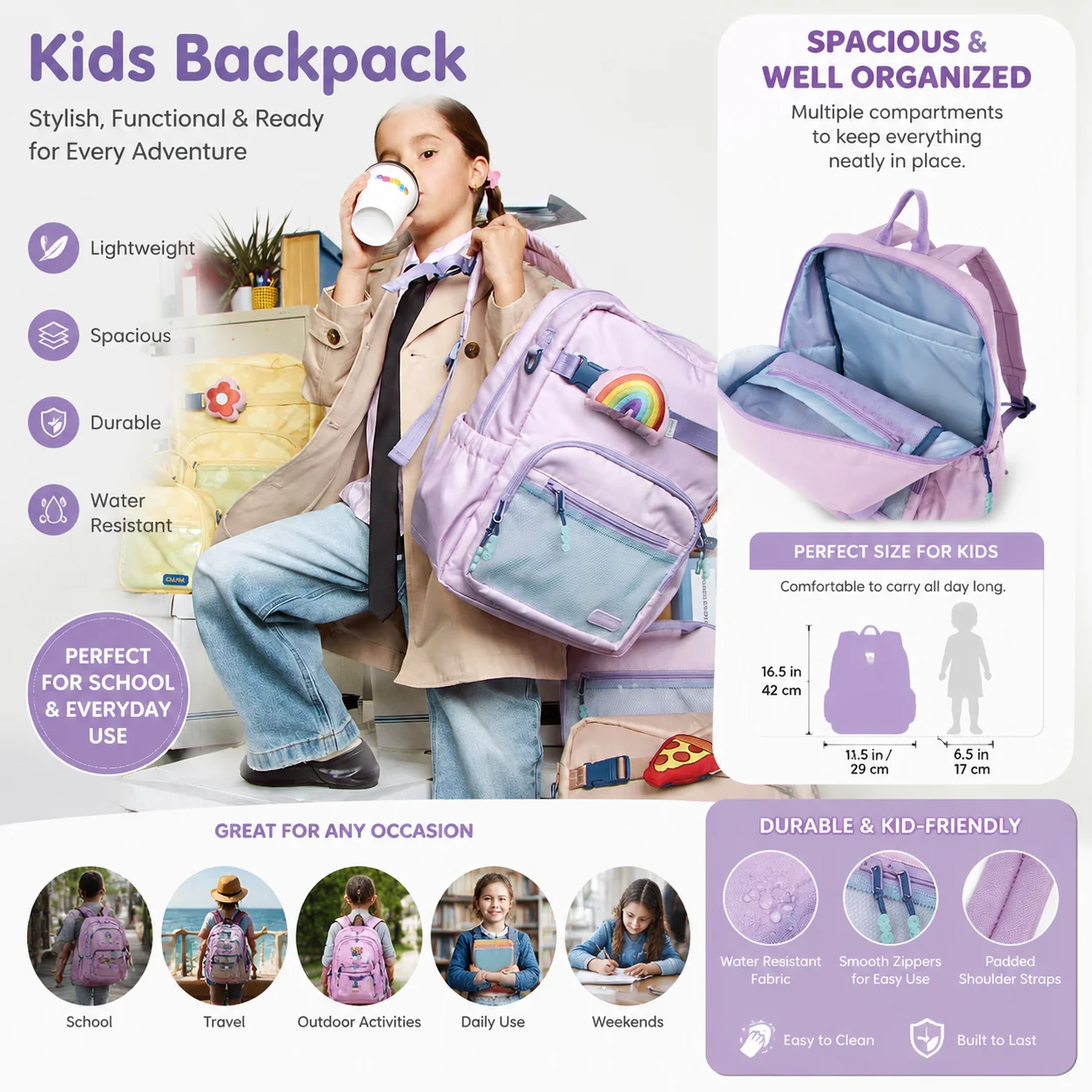 Custom Cute Kids Primary School Bag Set Backpack