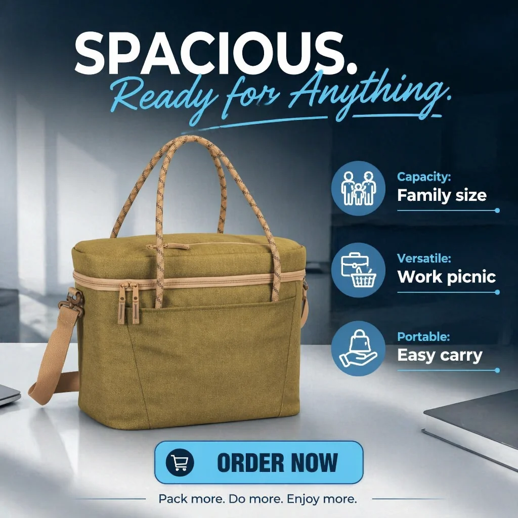 Custom Large-Capacity structured Lunch Cooler Bag Custom Printed