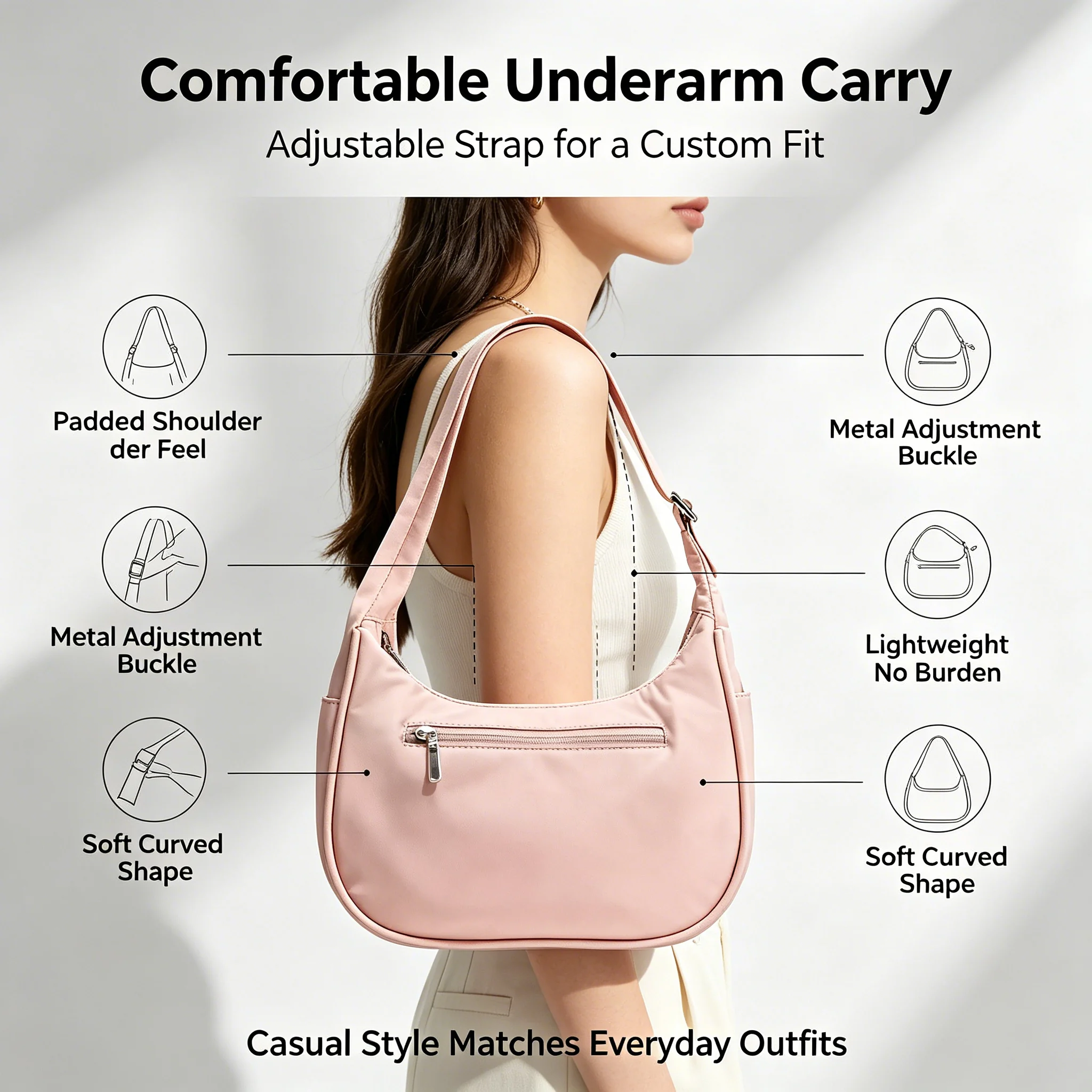 Custom Half Moon Hobo Crossbody Bag for Women