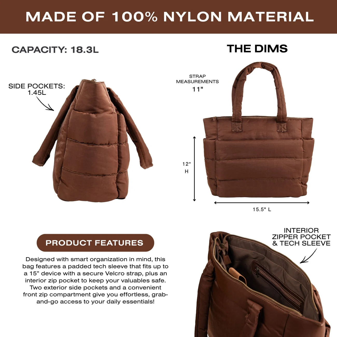 Custom Fashion Summer Puffer Tote Bag with Nylon