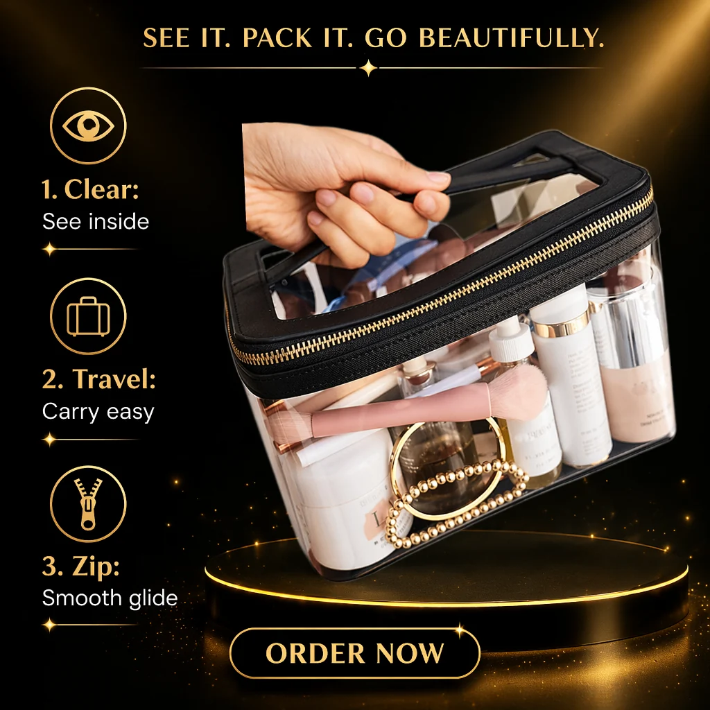 Custom Transparent Makeup Bag Toiletry Case with Zipper