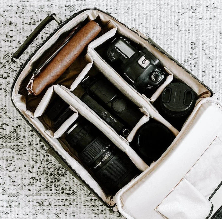 Custom Olive Color Vegan Leather Dslr Camera Backpack