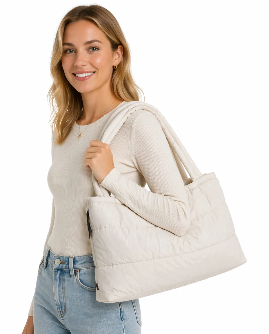 Custom Cotton Padded Quilted Gym Travel Sport Tote
