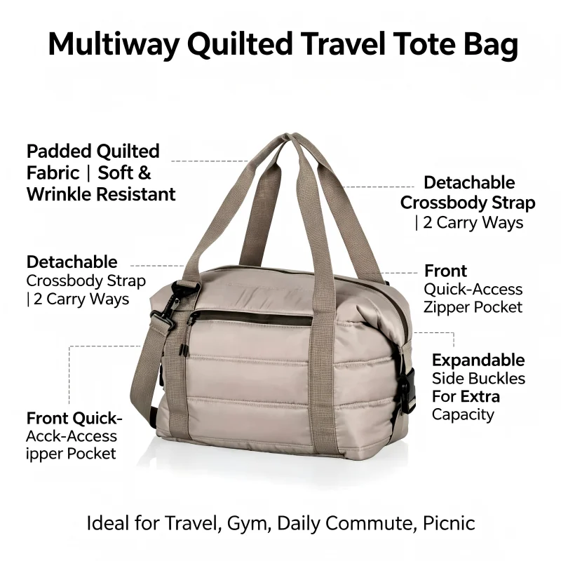 Custom Quilted structured Lunch Bag Cooler Tote With