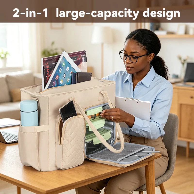 Custom Printed structured Polyester Foldable Tote Lunch