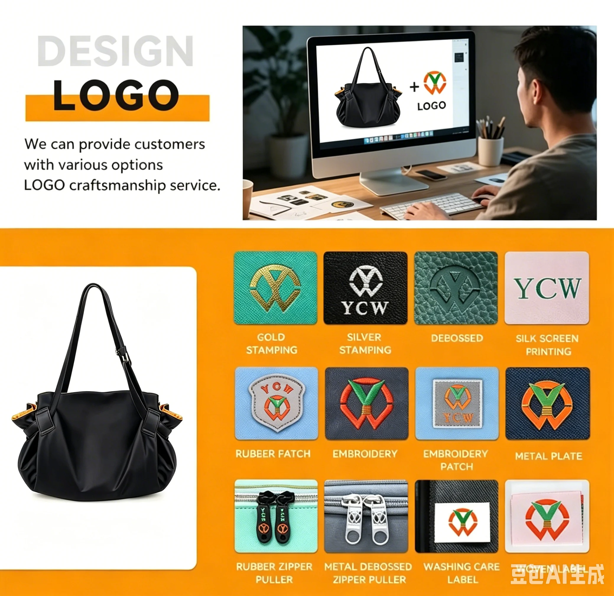 Custom Women's daily-use Nylon Zipper Closure Travel Tote