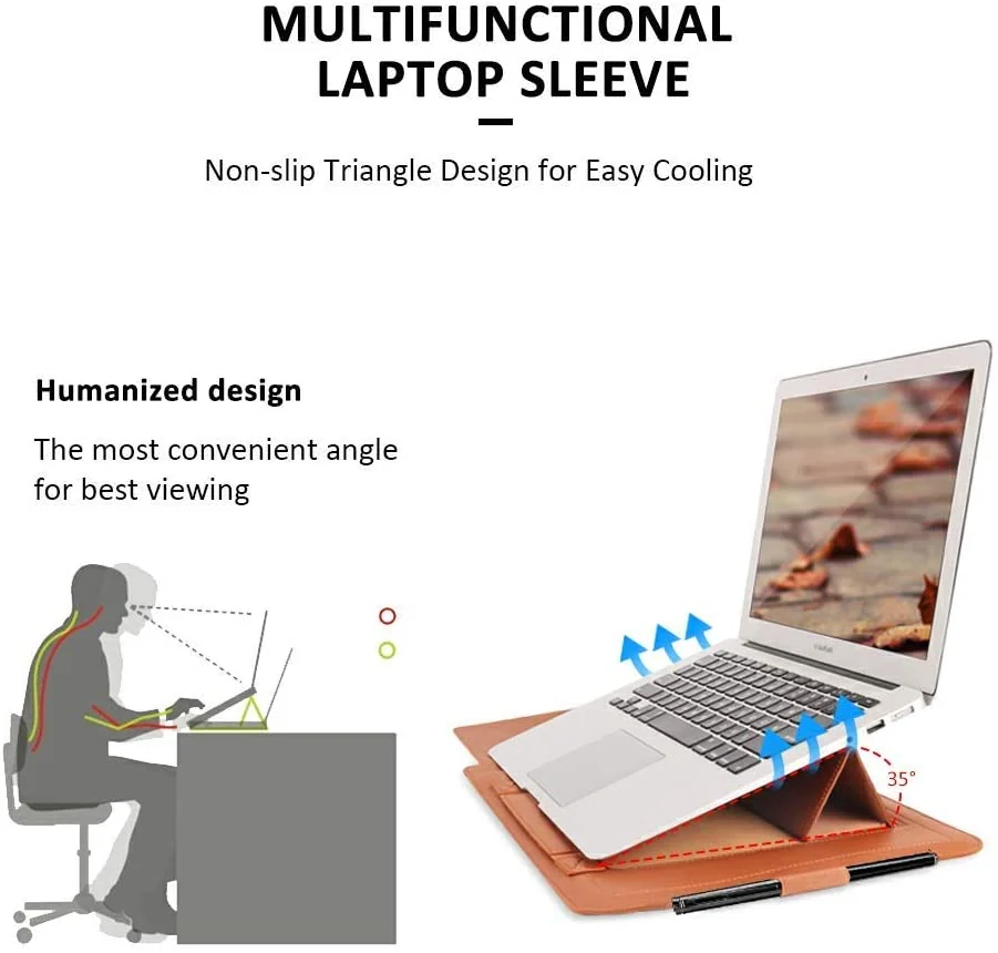 Custom Laptop Sleeve Bag with Foldable Stand PU